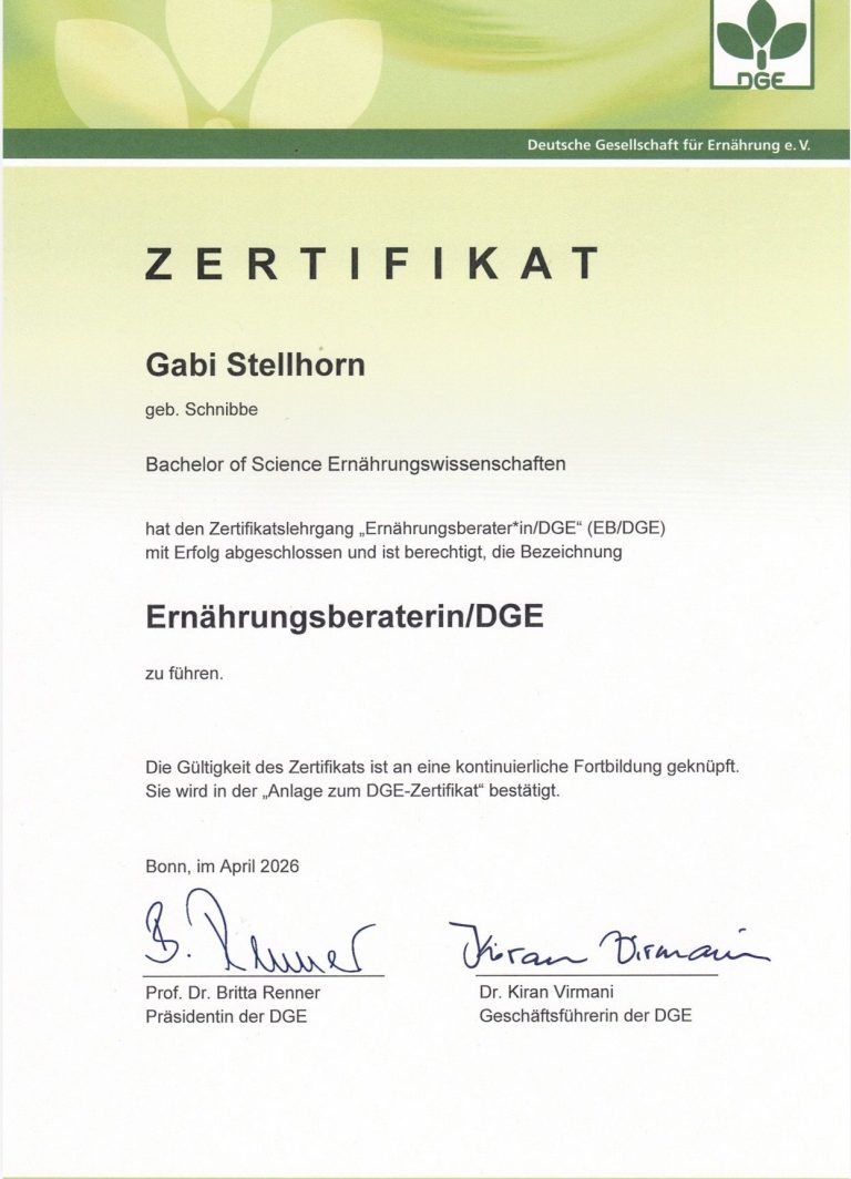 DGE Zertifikat Stellhorn